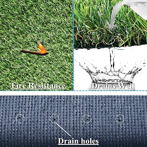 Premium Artificial Turf Grass 4x16 Ft 4-Tone 0.8" Pile Height, Durable Astroturf Fake Grass Rug, Synthetic Grass for Dogs Potty Indoor Outdoor Landscape with Drainage Holes - color: 4 Ft, size: 4 X 16 Feet