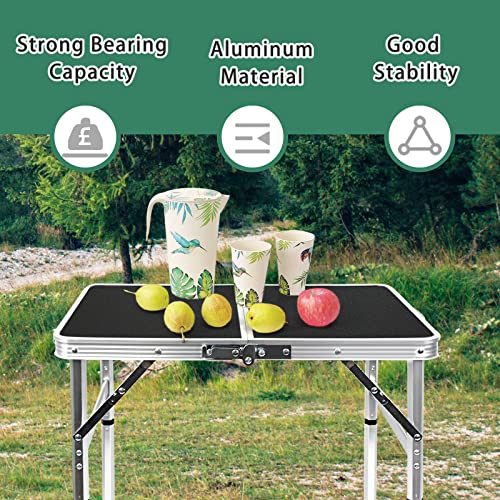 Camp Field Aluminum Folding Small Table, Adjustable Height Lightweight Portable Camping Table for Picnic Beach Outdoor Indoor (Small) (BlackB) - color: Blackb