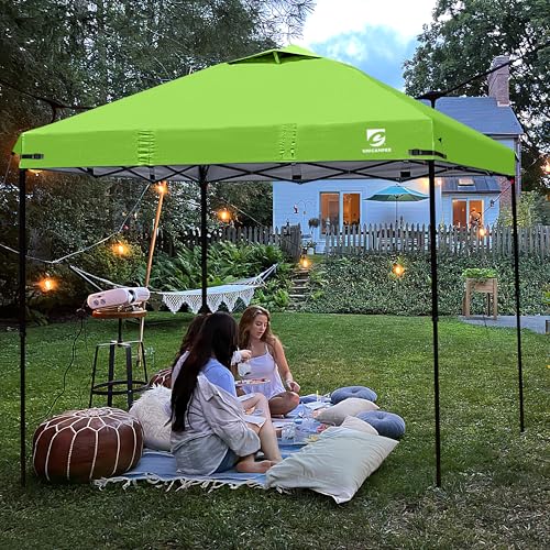 10x10 Pop Up Canopy Replacement Top Cover with Air Vent for Straight Leg Canopy Tent, Waterproof for Outdoor Garden Patio Camping Sun Shade (Neon Green) - color: Neon Green