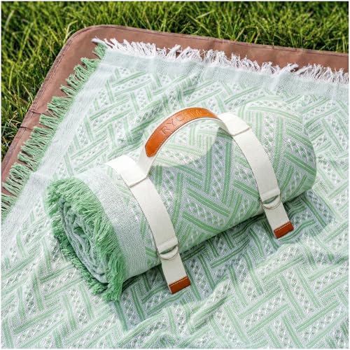 2 in 1 Extra Large Outdoor Picnic Mat Woven Summer Throw Blanket Boho Giant Beach Travel Essential Yoga Accessories Park Patio Lawn Garden Grass Ground Play Music Festival Concert Must Have - color: Sage Green