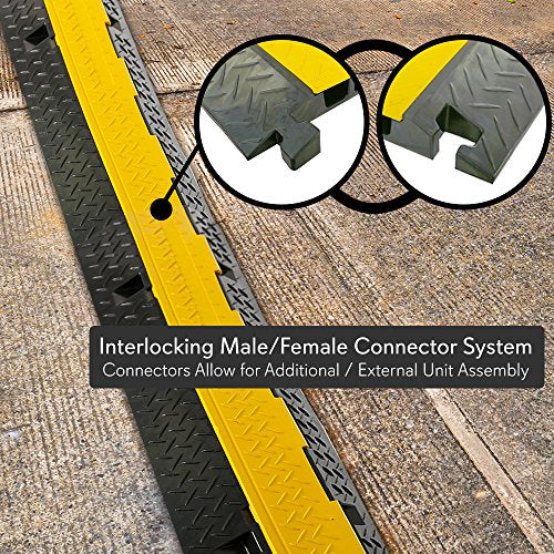 Pyle Durable Cable Protective Ramp Cover - Supports 33000lbs Four Channel Heavy Duty Cord Protection w/ Flip-Open Top Cover, 31.5” x 16.1” x 3.14” Cable Concealer for Indoor Outdoor Use -PCBLCO106 - style: Single Pack