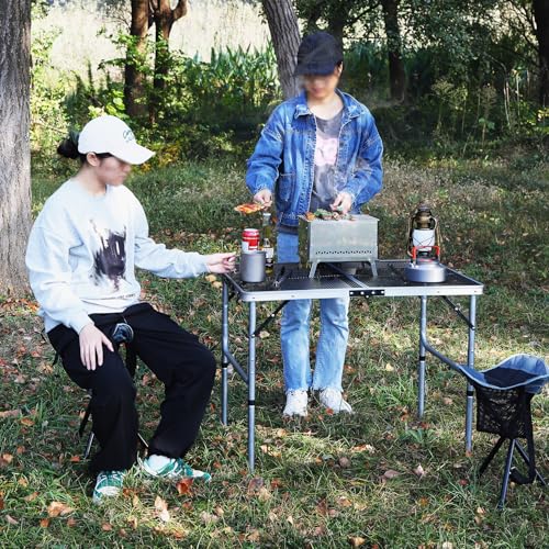 REDCAMP 36x24 Folding Grill Table for Outside, Lightweight Portable Metal Aluminum Outdoor Grill Table with Adjustable Height Legs, Great for Camping Picnic Cooking BBQ, Silver 3ft - color: Silver, size: 36"x24"