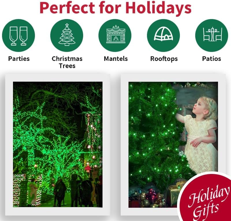 LAMPHOME 6 Pack 50 LED St Patricks Day Mini String Lights, Green 16 FT Outdoor Christmas Lights with 9 Modes & 6 Hour Timer, Waterproof Battery Operated for Indoor Patio Garden Party Tree Decoration - color: Green, size: 300 Count