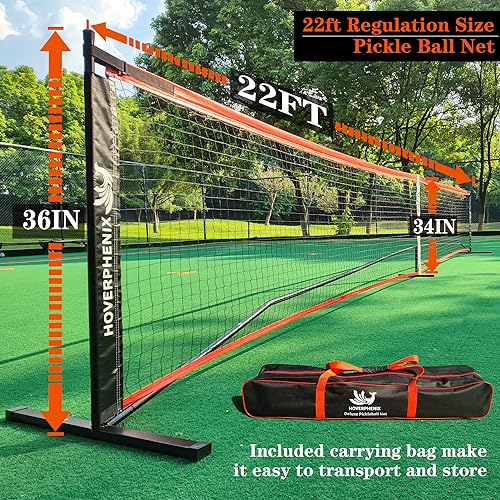 Pickleball Net for Driveway, Portable Pickleball Net System with Regualtion Size 22FT Pickle Ball Net, Outdoor Pickleballs, Carry Bag, Weather Resistant Metal Frame - style: Pickleball net