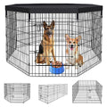 Peekaboo Pet Playpen Dog Fence Foldable Metal Dog Pen Wire Exercise Puppy Play Yard Pet Enclosure Indoor Outdoor 8 Panels 36 Inch with Bottom Pad/Top Cover(Black 36 top Cover) - style: Playpen + top cover