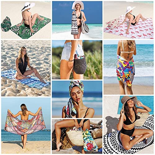 2 Packs Oversized Beach Towel Set Extra Large Big XL Pool Camping Swim Clearance Towels 36x72 Soft Blanket Cruise Essentials Accessories Must Haves Vacation Necessities Adult Blue Stripe Flower - color: Blue Stripe Flower