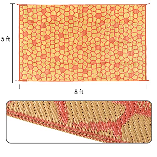 Boulder Bee Outdoor Rugs | Plastic Straw Rug | Waterproof Outdoor Camping Rugs | Quick Drying Picnic Rug | Sand Free Reversible Beach Mats | 5 x 8 Feet | 2.7 lb - color: Yellow, size: 5*8 Feet