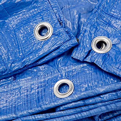 Grizzly Tarps by B-Air 10' x 14' Large Multi-Purpose Waterproof Heavy Duty Poly Tarp with Grommets Every 36", 8x8 Weave, 5 Mil Thick, for Home, Boats, Cars, Camping, Protective Cover, Blue - size: 10X14