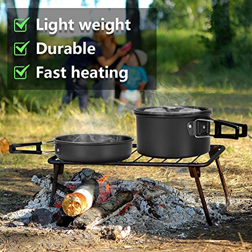 aiGear Camping Cooking Set Cookware Mess Kit with Storage Bag Pot Pan Set Camping Accessories for Outdoor Camping Hiking Picnic Portable and Lightweight Aluminum - color: Green12pcs