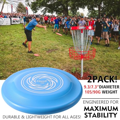 Sports Flying Disc, 2 Pack Compeition Flying Discs, Lightweight Durable Flying Disc Toys for Backyard Beach Lawn Park Outdoor Games, 105 Gram 9.3 Inch & 90 Gram 7.3 Inch. - color: Blue & Green