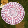 raajsee Mandala Round Beach Tapestry Hippie Mandala/Boho Decor Beach Blanket/Indian Cotton Throw Bohemian Round Table Cloth Mandala/Yoga Mat Meditation Picnic Rugs (WHITE PINK) - color: WHITE PINK