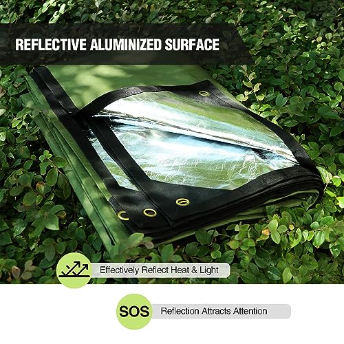 RedSwing Heavy Duty Survival Blanket, Waterproof Emergency Thermal Tarp, Multipurpose Reflective Insulated All Weather Blankets for Camping Hiking, Green,11.8 x 8.5 ft - color: Green 142''x102''