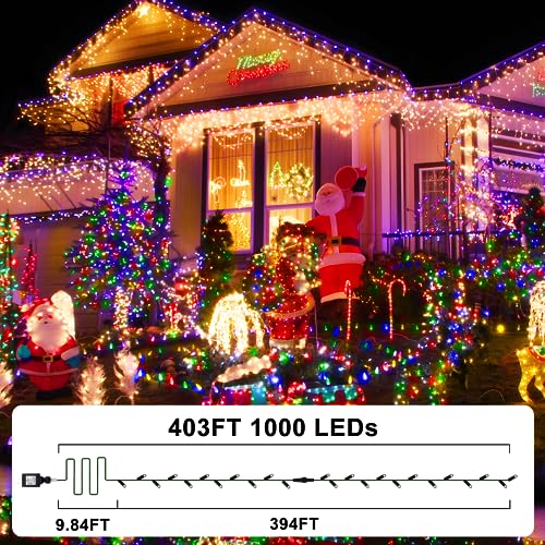 KNONEW 403FT 1000 LED Christmas Lights Color Changing Outdoor String Lights with 11 Modes & Timer Fairy Light Plug in Waterproof Fairy Lights for Xmas Yard Tree Wedding Party(Warm White to Multicolor) - color: Warm White to Multicolor, size: 403FT 1000 LE