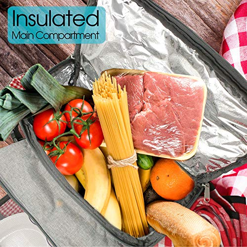 Nature Gear Picnic Backpack for 4, Insulated Picnic Set with Dinnerware, Wine Cooler, Blanket & Cutlery Service, Waterproof Outdoor Bag for Beach, Camping, Travel & Park, Red - color: Red