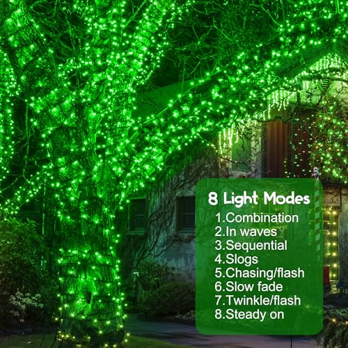 164Ft 500 LED Green St. Patrick's Day Lights, Waterproof 8 Twinkle with Memory Functions Green String Lights for Indoor Outdoor Tree Garden St. Patrick's Day Decoration - color: Green, size: 164FT