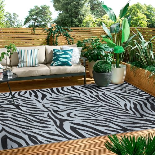 Boulder Bee Outdoor Rugs | Plastic Straw Rug | Waterproof Outdoor Camping Rugs | Quick Drying Picnic Rug | Sand Free Reversible Beach Mats | 5 x 8 Feet | 2.7 lb - color: Zebra Print, size: 5*8 Feet