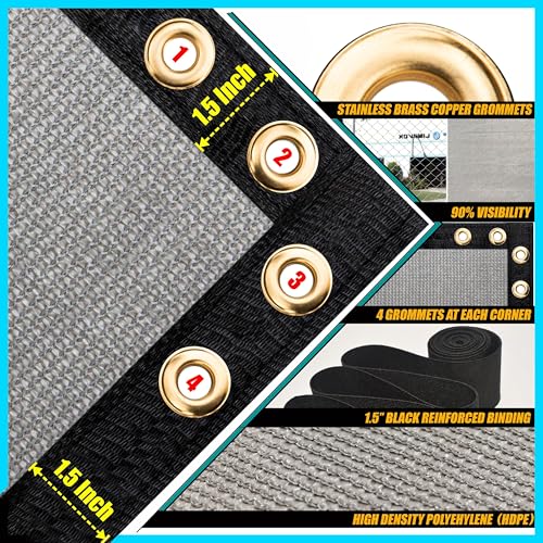 ShadeMart 4' x 12' Fence Privacy Screen Grey Heavy Duty 170 GSM Fencing Mesh Shade Net with Grommets & Zip Ties, 90% Blockage Fence Screen for Balcony Yard Outdoor Garden Pool (We Customize Size) - color: Gray, size: 0 4' x 1 2'