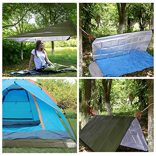 RedSwing Insulated Tarp, Multipurpose Emergency Thermal Tarps, Waterproof All Weather Heavy Duty Heat Reflective Survival Blanket for Camping Hiking, Green - color: Green 83''x59''