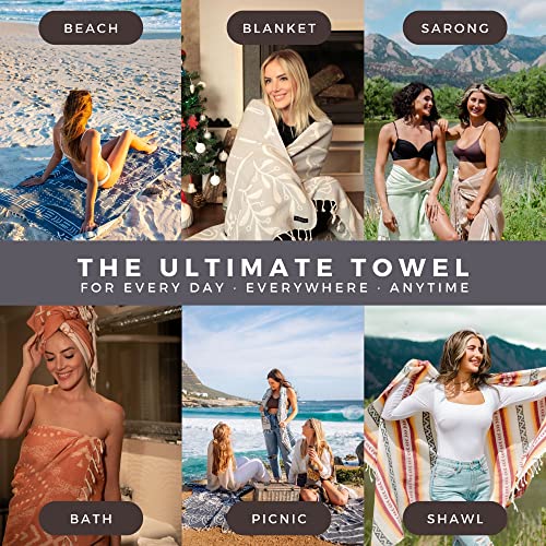 FESHKA Sand Proof Turkish Beach Towel – Oversized, Quick Dry & Lightweight Travel Towel - 100% Organic Cotton Beach Blanket - Perfect for Bath, Pool & Picnic | Explorer (Dark Navy) - color: 16 - Dark Navy