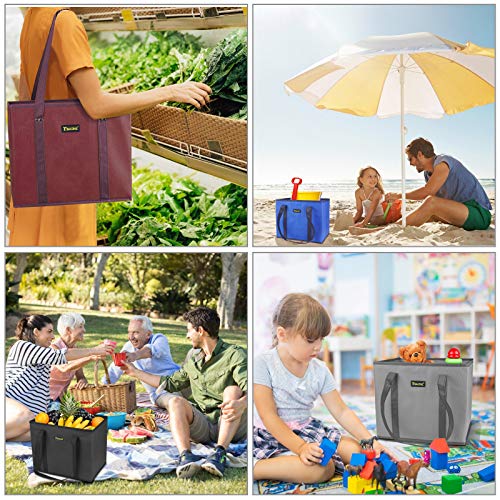 BALEINE 3Pk Reusable Grocery Bags, Foldable Shopping Bags for Groceries with Reinforced Bottom & Handles (Red) - color: Red, size: 3 Pack