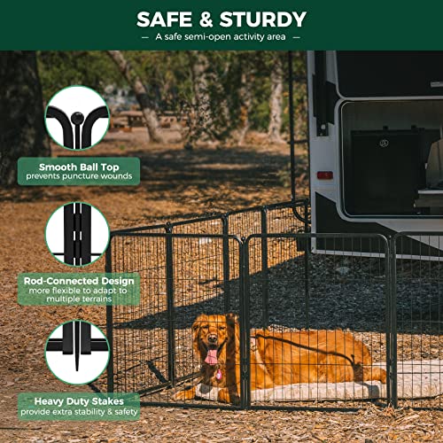 FXW Rollick Unleashed Dog Playpen for Indoor, Yard, RV Camping, 50 inch 16 Panels for Large Dogs, Black│Patented - color: Black, size: 50"H