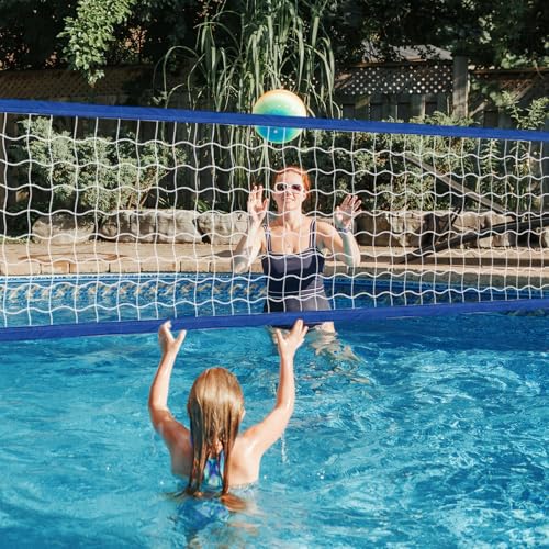 Replacement Pool Volleyball Net Adjustable Length 15ft - 25ft, Portable Volleyball Net for Outdoor Backyard Swimming Pool Beach - color: blue