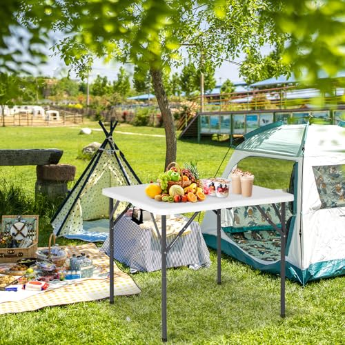 BestOffice Outdoor 34" Folding Card Table Plastic Table Portable Square Height Dining Table Perfect for Picnics,Parties,Party and Camping, White - color: White, size: 34"
