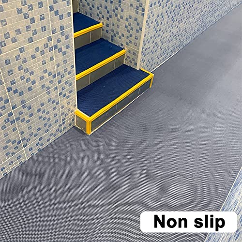 jxgzyy Commercial Drainage Mat PVC Non Slip Wet Area Commercial Floor Mat 3x16.4 Ft 0.22'' Thick Pool Drain Floor Mat Roll for Restaurant Bars Bathroom Patio Outdoor Indoor Rug (Grey) - color: Grey, size: 196.8"L x 36"W x 0.2"Th