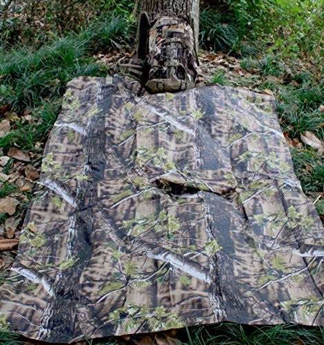 AUSCAMOTEK Camouflage Rain Poncho Hooded Waterproof Camo Raincoat with Blind Pattern for Hunting Hiking Camping Fishing - color: Woodland-green