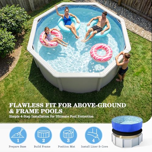 UIRWAY 21FT Round Pool Liner Pad for Above Ground Pools, [2026 New Pool Pad 300G/M² Thicker] Puncture Proof Heavy Duty Pool Ground Mat Under Pool Pad, Pools Bottom Liner Protector, Extend Liner Life - size: Round-21ft