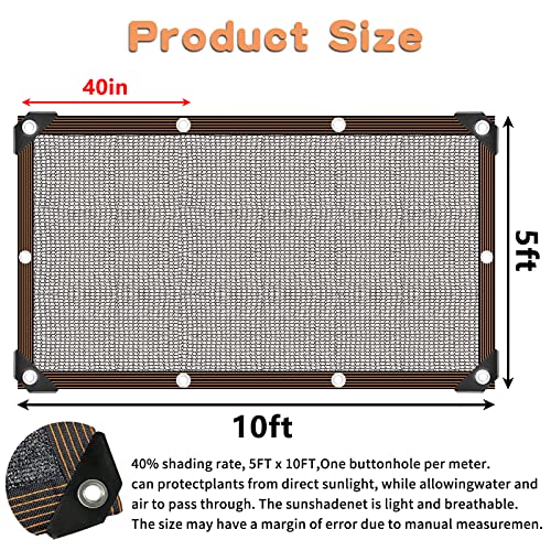 Shade Cloth for Plants Greenhouse, 40-50% Sunblock Shade Sails -for Outdoor Garden Pergola Patio Lawn Plant Sun Shade Cloths for Kennel Chicken Coop Easier to Hang Shade Net Cover - size: 5'x10'