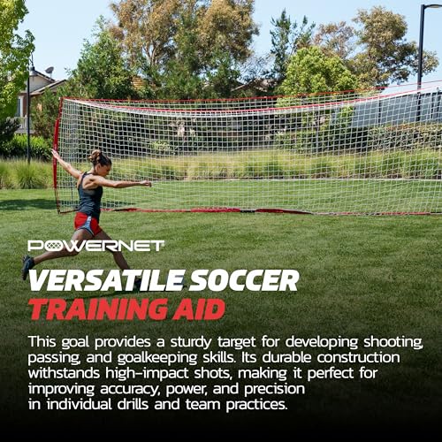 PowerNet Soccer Goal for Backyard, 3Mx2M / 6x4 / 8x4 / 12x6 / 14x7 /18.5x6.5 / 21x7 / 24 x 8 Portable Soccer Net, Sports & Outdoors Training Equipment, Quick Setup 1 Goal & Zipper Storage Bag - style: 21 x 7 FT