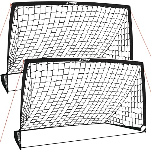 2 of 5×3 6x4 9x5 FT Portable Kids Soccer Goals Set, Foldable Soccer Practice Nets for Backyard with Carrying Bag for Toddler Youth Pop Up Soccer Training Equipment Indoor Outdoor Sports Game Gift - color: Black, style: 9x5FT