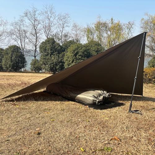 onewind Waterproof 6x8 ft Camping Tarp, Ultralight 70D Nylon Emergency Shelter Tent Footprint Ground Sheet, 4000mm Waterproof Survival Bushcraft Tarp for Backpacking Hiking Camping Picnic, OD Green