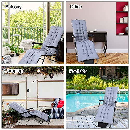 Bucherry 67 x 19 Inch Chaise Lounge Cushions Soft Lounge Chair Cushion Gravity Chair Cushion Sofa Lawn Furniture Cushion Pad with 6 Tie for Outdoor Indoor Patio Home Without Headrest (Gray,2 Pcs) - color: Grey