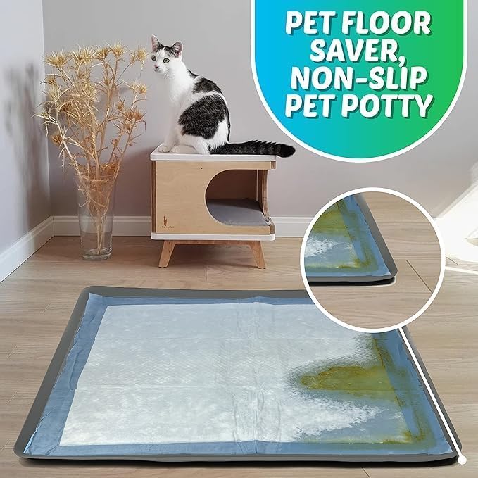 TidyFriend 2 Pack Dog Pee Pad Holder Tray Fits Up to 30” x 36” Wee Wee Pee Pads - Stable Grip, Raised Edges, Quick-Wipe Silicone Surface Dog Potty Tray Holder for Indoor Flooring Protection (Grey) - color: Gray, size: 2 Pack