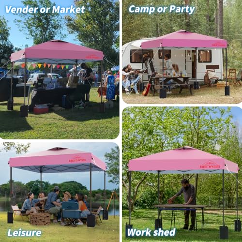 10x10 Pop Up Canopy, Easy Up Canopy Tent, Heavy Duty Tents for Parties, One Person Set Up Event Tent, Pink - color: Pink, size: 10x10