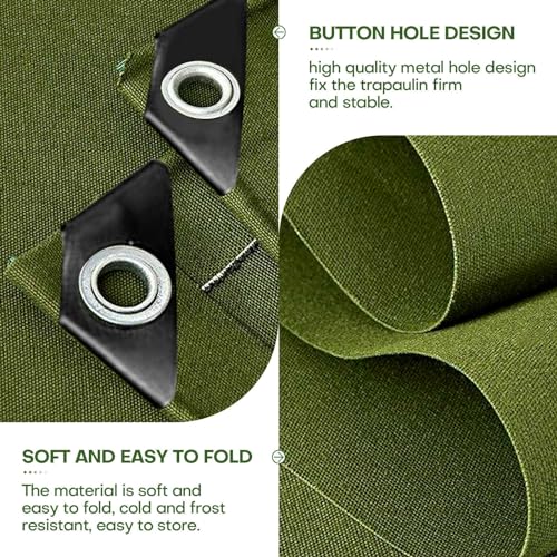 10 x 12ft Tarps Heavy Duty Thick Waterproof, Poly Canopy Army Green Tent Shelter Cover, 16 Oz Tarpaulin Shade, Rip and Tear Proof, UV Resistant Tarpaulin with Grommets and Reinforced Edges - color: Army Green, size: 10 x 12ft