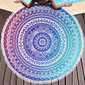 Benefeet Sox Beach Towel Large Round Mandala Pool Towels Tassels Microfiber Quick Dry Beach Blanket Throw Bohemian Roundie Swim Pool Circle Towel, 59 Inches - color: Mandala Gradient, Blue Purple White