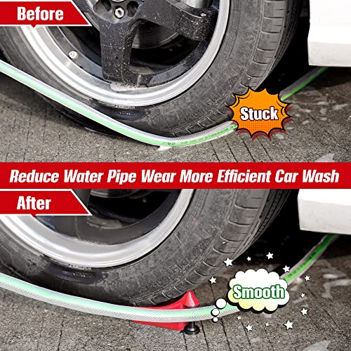 Dreyoo 4 Pcs Car Hose Guide, Tire Hose Roller for Car Washing, Detailing Tire Hoses Guide Preventing Pressure Washer Hoses Stuck Under The Wheels, Plastic Wash Tool to Avoid Snagging(Red) - color: Red