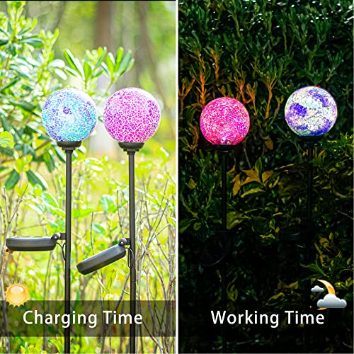 VCUTEKA Solar Garden Decorative Lights Outdoor, Mosaic Solar Light Waterproof LED Pathway Stake Light for Landscape Patio Yard Deck Walkway Decoration, 2 Pack - color: Purple
