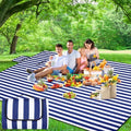 80" x 100" Extra Large Picnic Blankets Beach Mat Sandproof Waterproof Foldable Oxford Blue Strip Blanket Beach Mat Fall Picnic Stuff for Family Camping Hiking Party Park Travel Grass - color: Navy and White, style: Stripe
