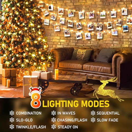 KNONEW Christmas String Lights Indoor Plug in,60FT 180LED Outdoor Waterproof Fairy Lights,8 Lighting Modes,Timer Memory Function for Bedroom Patio Balcony Party (Warm White) - color: Warm White, size: 60FT 180 LED