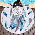Violet Mist Microfiber Beach Towels Oversized Round Striped Beach Blanket Sand Free Quick Dry Hippie Boho Circle Bath Towel Absorbent Bohemian Beach Yoga Mat Table Cloth Throw Fringe Tapestry 60" WB - color: White Dreamcatcher