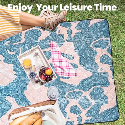 Waterproof Outdoor Blanket, 79" x 55" Large Packable Picnic Blankets, Foldable Picnic Mat for Park, Lawn, Grass, Beach, Concert (Abstract Line) - color: Abstract Line