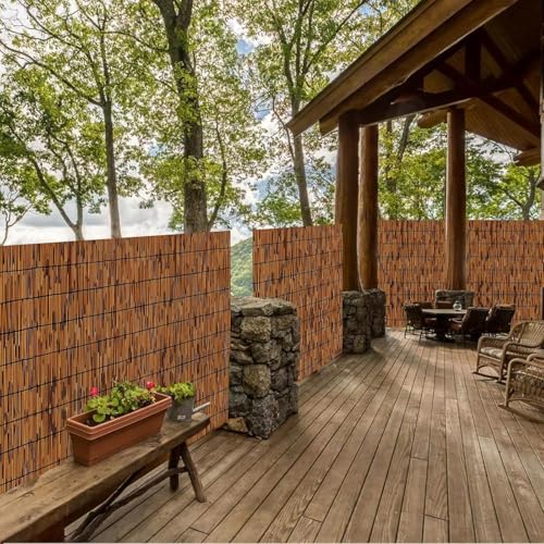 Natural Reed Fencing 6FT X 6.6FT Reed Fence 6FT High Balcony Reed Fence Privacy Reed Screen for Outdoor Backyard Patio(Brown) - size: 1 Pack 6FT×6.6FT