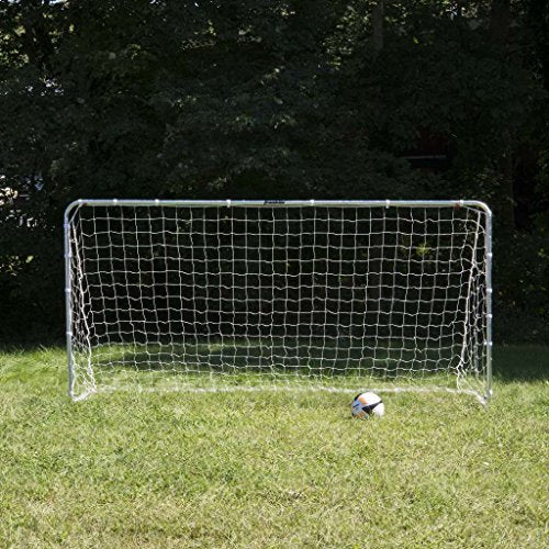 Franklin Sports Competition Soccer Goals - Backyard Portable Steel Soccer Goals - Adult + Youth Soccer Goal with Net + Ground Stakes Included - Multiple Sizes + Colors - color: Silver, style: Folding 10' x 5'