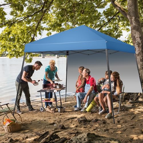 Outvita 6'x6' Pop Up Canopy Tent Commercial Instant Gazebo Tent, Waterproof & UV Protection Canopy Tent with Slant Legs & 1pc sidewall for Party Wedding Birthday BBQ Events - style: 6x6-blue