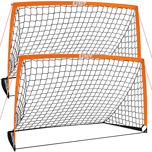 2 of 5×3 6x4 9x5 FT Portable Kids Soccer Goals Set, Foldable Soccer Practice Nets for Backyard with Carrying Bag for Toddler Youth Pop Up Soccer Training Equipment Indoor Outdoor Sports Game Gift - color: Orange, style: 9x5FT