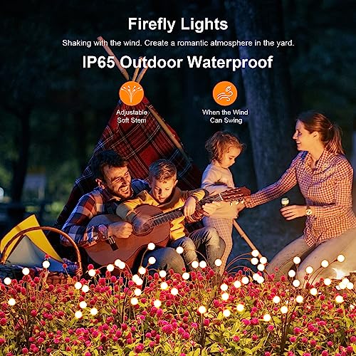 ASMAD Solar Lights Outdoor(6-Pack, 48 LEDs), Solar Garden Lights, Outdoor Decorations, Firefly Light for Patio Decor, Big Bulb, Unique Gifts for Women, Gifts for Grandma - color: 6 Pack-48 LEDs